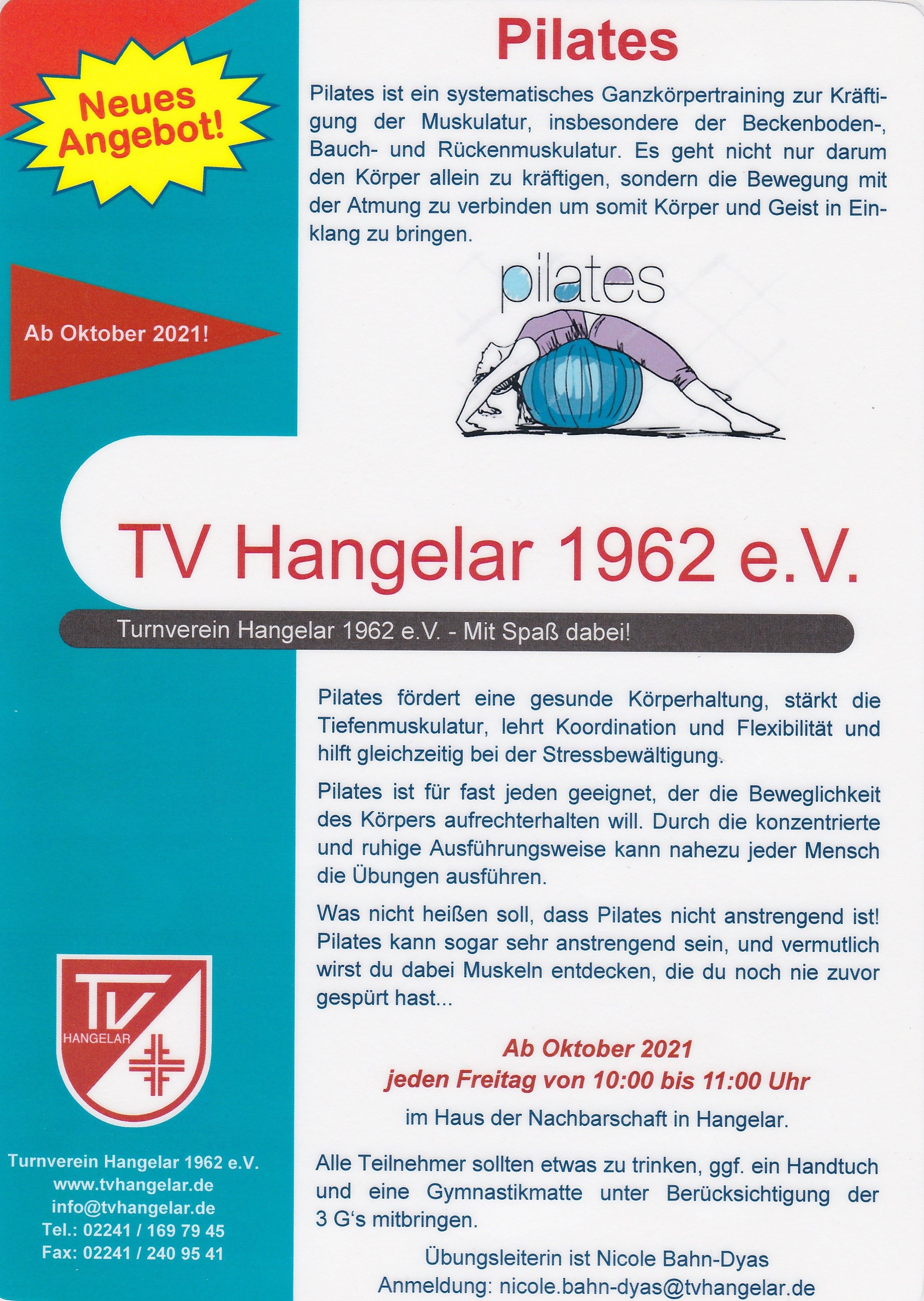 Pilates Kurshinweis 2021