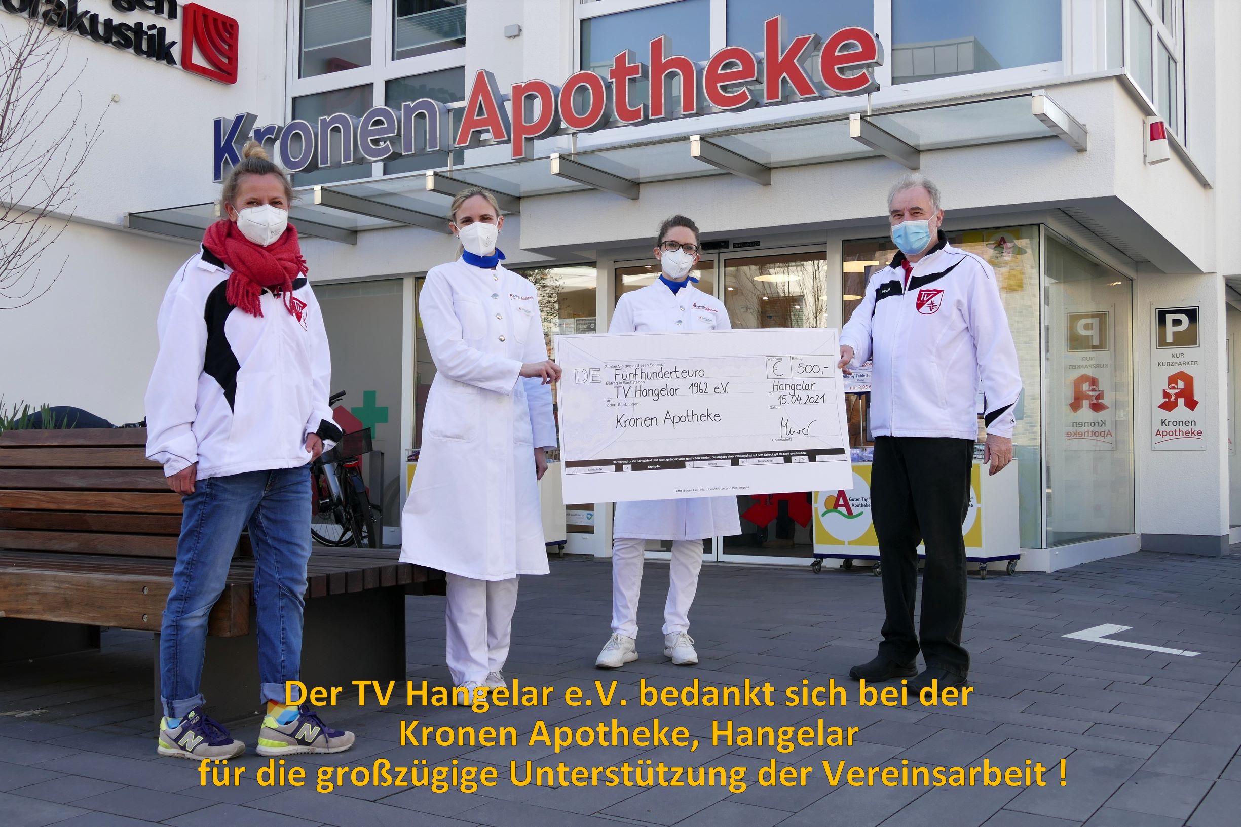 Scheckübergabe Kronen Apotheke Hangelar  15.04.21